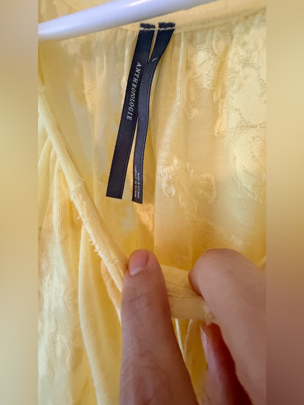 Anthropologie Pastel Yellow Floral Burnout Flutter Sleeve Blouse🤩 - Picture 5 of 8